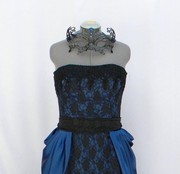 Masquerade Dress Size 5/6 Prom Formal Black Big Bow One-Shoulder Rushed  Trumpet | eBay